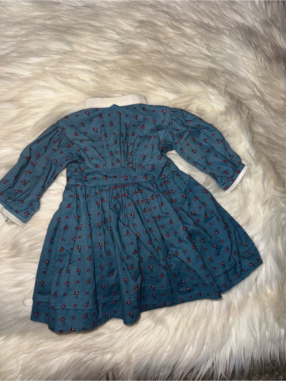 American Girl Blue Floral Print Long-Sleeve Dress